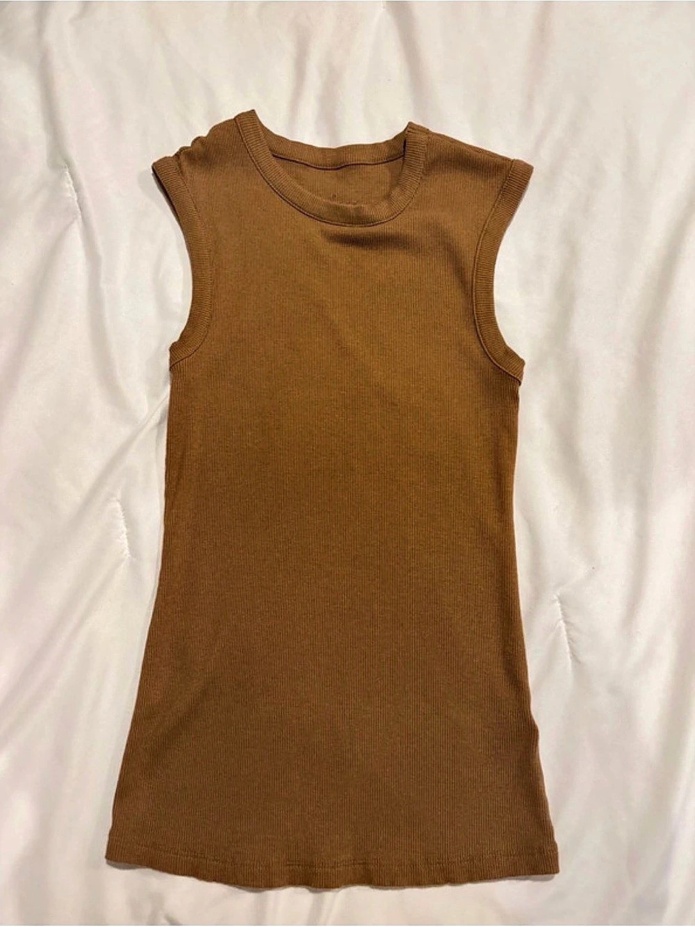 A New Day Slim Fit Ribbed Tank Top Brown Small Like New